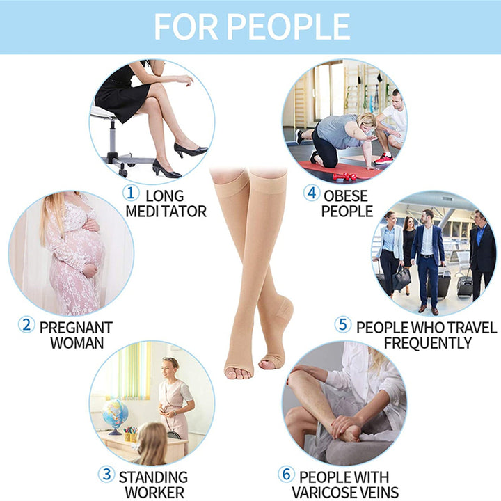 Premium Compression Support Stockings for Varicose Veins – Below Knee Circulation Socks for Pain Relief, Muscle Support &
