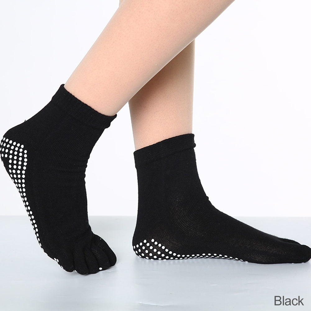 Premium Non-Slip Five-Toe Yoga Socks for Women – Colorful, Breathable, Cotton Dance & Sports Socks with Anti-Slip Grip