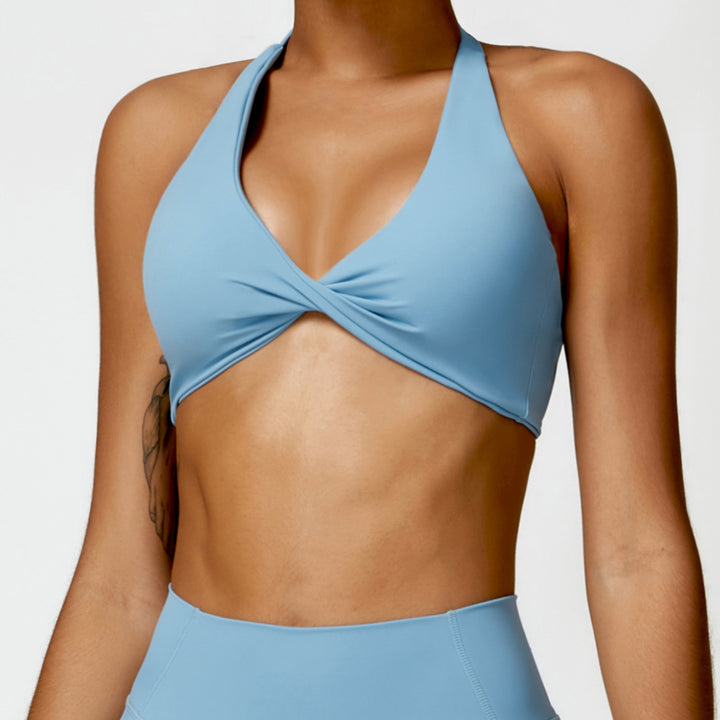 Premium High Support Sports Yoga Bra – Sexy Halter Straps, Push-Up Padded Bralette for Running, Gym & Fitness – Impact