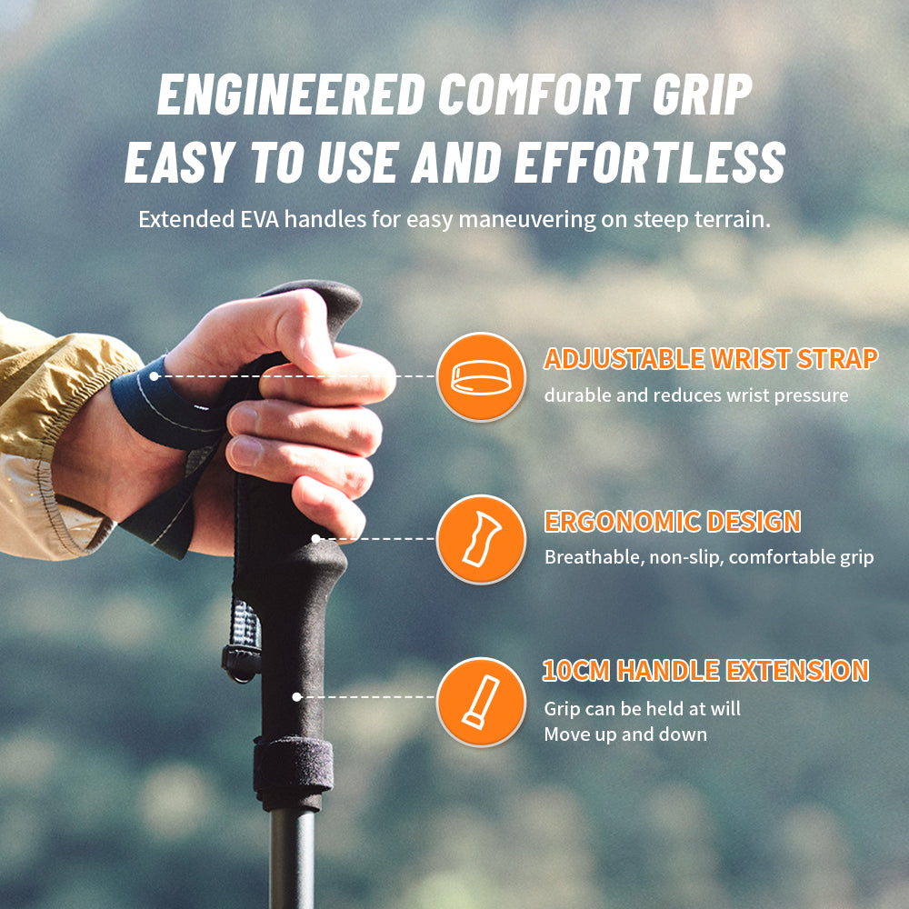 Premium Ultralight Folding Trekking Pole – Adjustable Telescopic Walking Stick, Aviation-Grade Aluminum Alloy, EVA Anti-Slip 