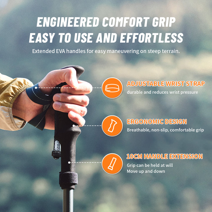 Premium Ultralight Folding Trekking Pole – Adjustable Telescopic Walking Stick, Aviation-Grade Aluminum Alloy, EVA Anti-Slip 