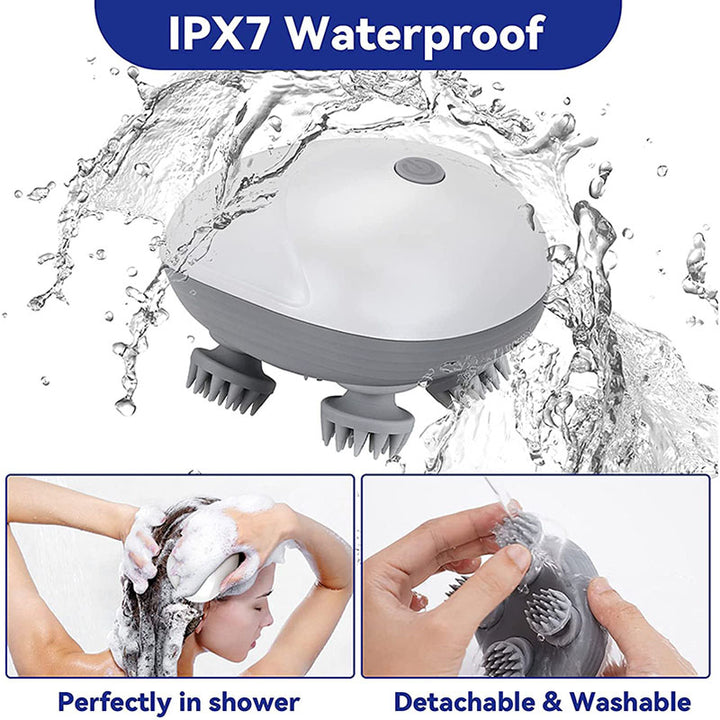 Premium Rechargeable Electric Scalp Massager for Hair Growth, Stress Relief & Headache Relief – Waterproof Handheld Massager