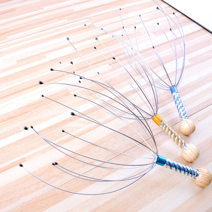 Premium Head Massager - Octopus Scalp Scratcher with Stainless Steel Tentacles for Deep Tissue Relaxation, Acupoint