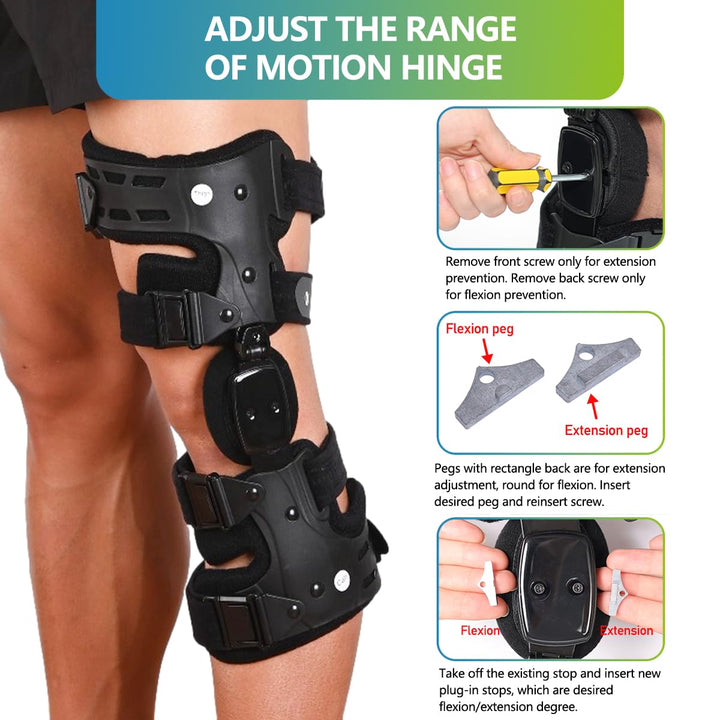 Premium verstellbare Kniebandage für ACL-, Meniskus- und Bänderverletzungen | ROM-Scharnierorthopädische Unterstützung für Männer und Frauen | Optimale Stabilität und Komfort