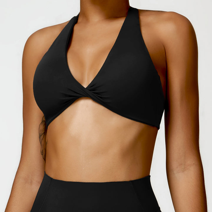 Premium High Support Sports Yoga Bra – Sexy Halter Straps, Push-Up Padded Bralette for Running, Gym & Fitness – Impact
