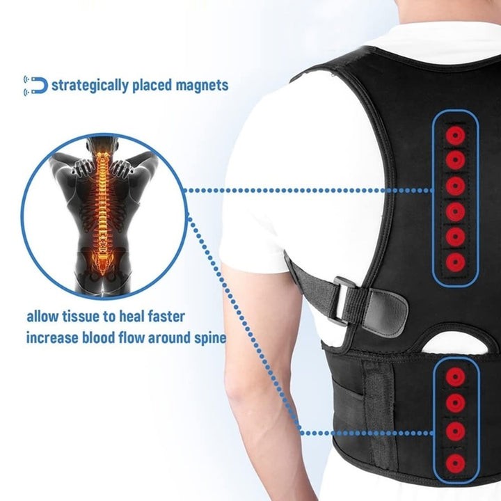 Premium Magnetic Therapy Posture Corrector for Scoliosis and Lumbar Support - Pain Relief Back Brace for Men and Women, 