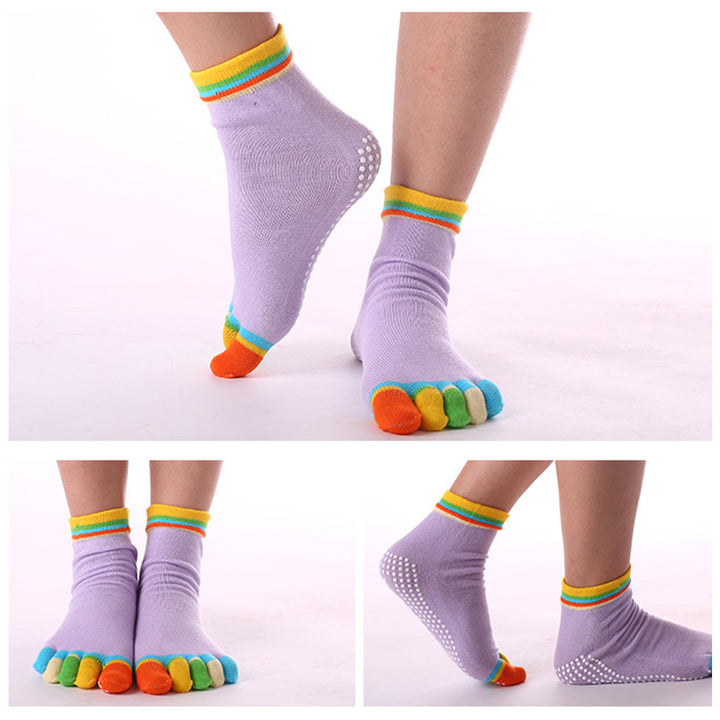 Premium Non-Slip Five-Toe Yoga Socks for Women – Colorful, Breathable, Cotton Dance & Sports Socks with Anti-Slip Grip