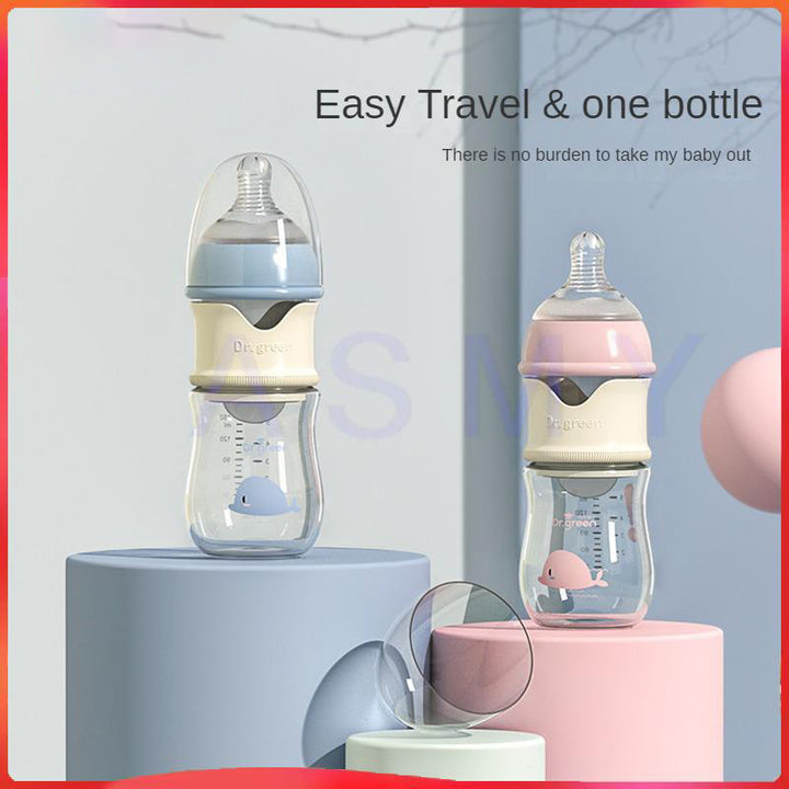 Premium Newborn Baby Bottle – PPSU, Wide Mouth, 150ml-300ml, Removable Nipple, Sealed Isolation, Fast Milk Filling, Pink/Blue