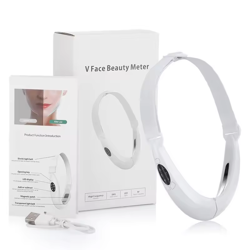 Premium V Face Massager with 5 Modes, Red Blue Light Therapy, Facial Beauty Instrument, Anti-Aging Skin Tightening Device,