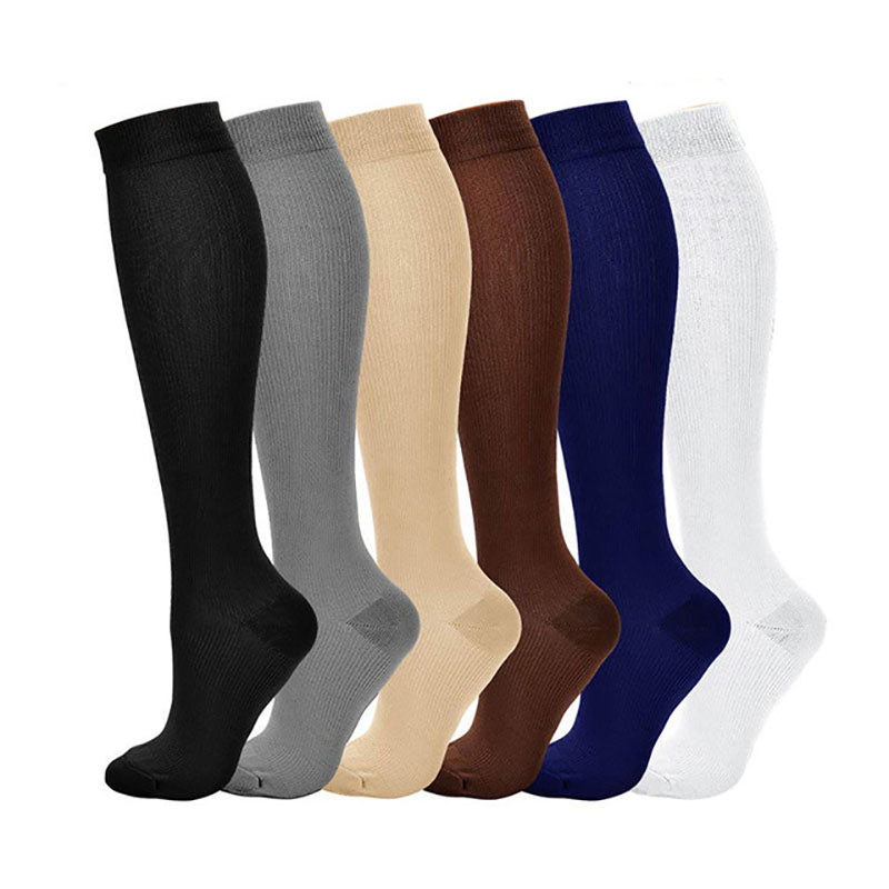 Premium Compression Socks for Men & Women – 6 Pairs, Black & Skin Color – Support for Varicose Veins, Swelling, Recovery, 