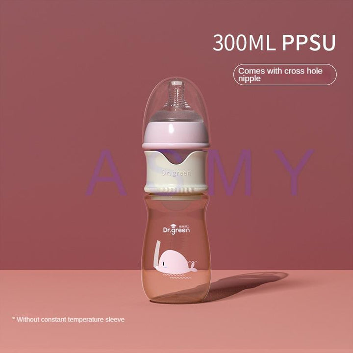 Premium Newborn Baby Bottle – PPSU, Wide Mouth, 150ml-300ml, Removable Nipple, Sealed Isolation, Fast Milk Filling, Pink/Blue