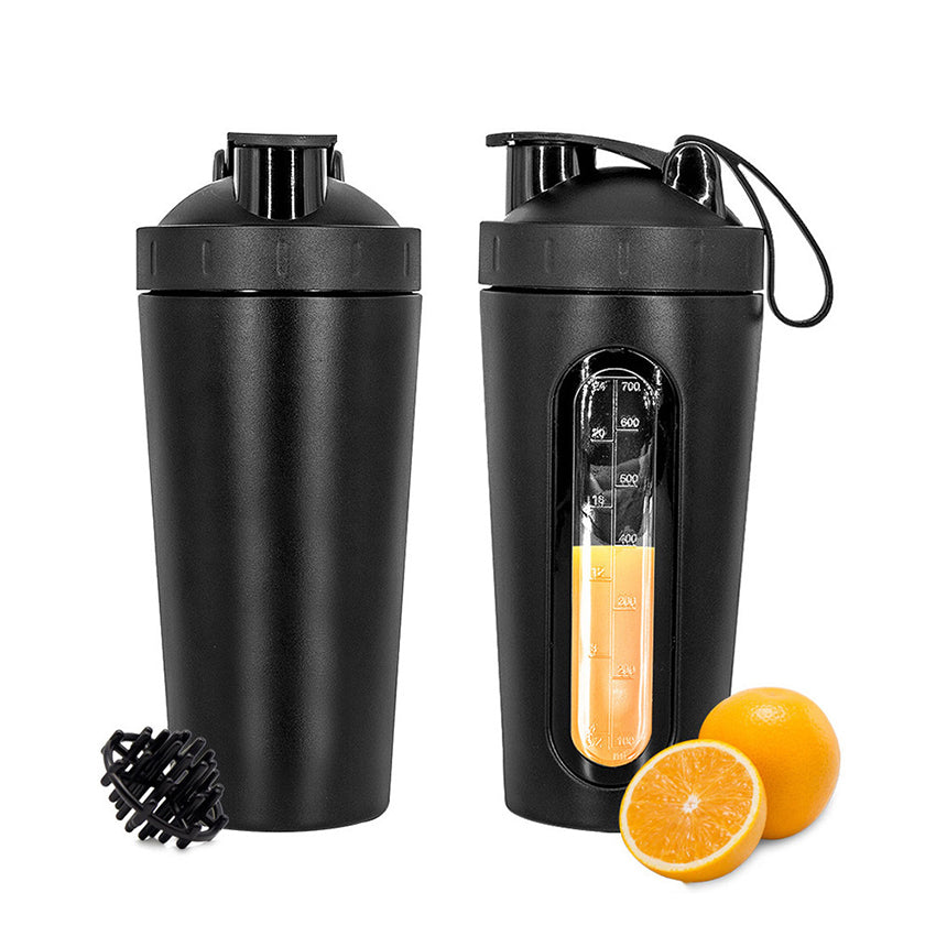 Premium Stainless Steel Sports Shaker Bottle – 700ML Protein Mixer with Scale – Leak-Proof Gym Fitness Water Bottle – Ideal 