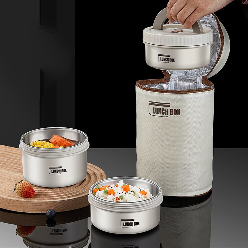 Premium Insulated Lunch Box Set – Portable Stackable Bento Box, Stainless Steel, Thermal Insulation, Keeps Food Warm or Cold,