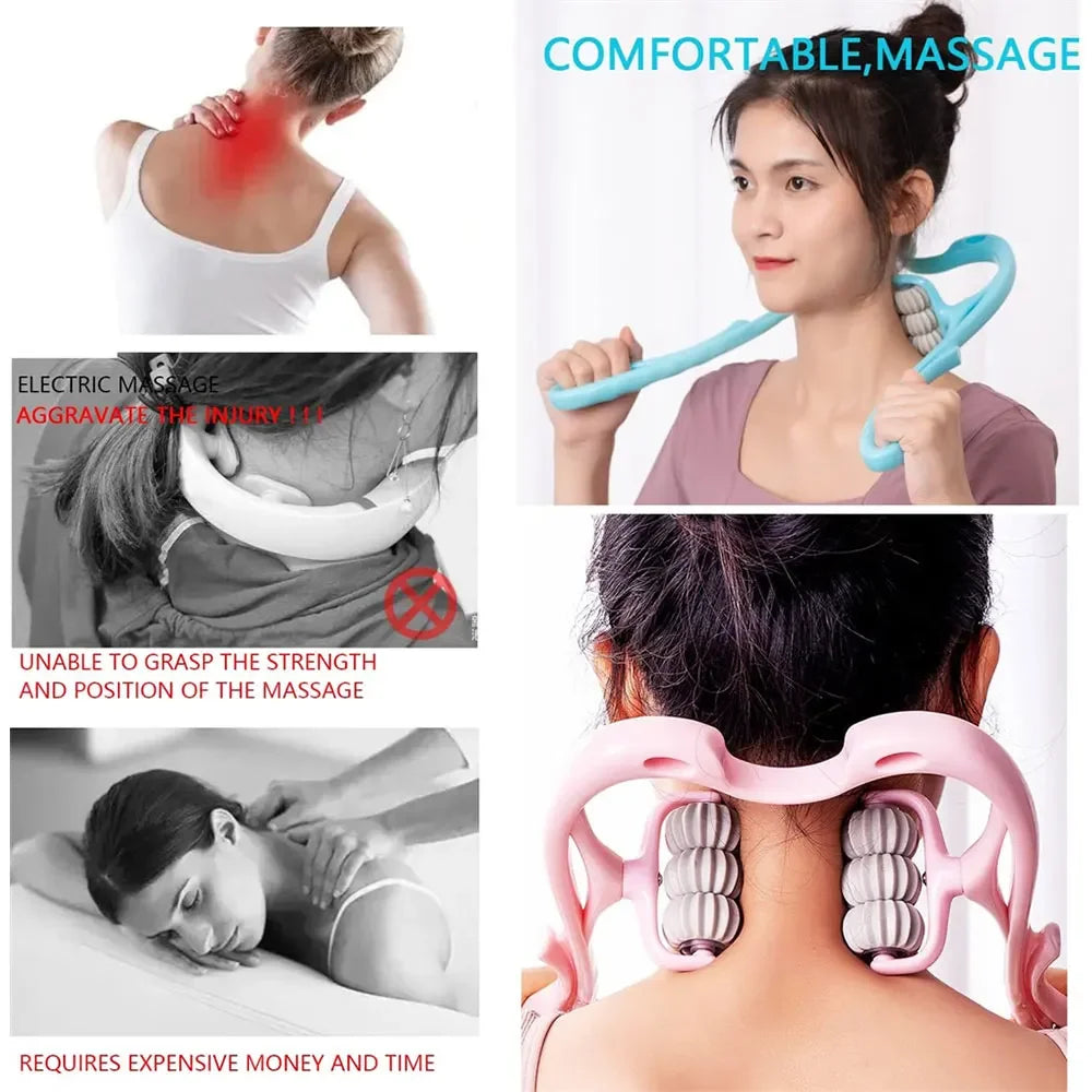 Premium Handheld Neck Massager – Trigger Point Roller for Deep Tissue Pain Relief, Adjustable 360° Massage Balls for Neck,