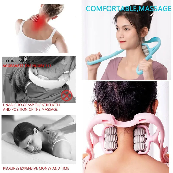 Premium Handheld Neck Massager – Trigger Point Roller for Deep Tissue Pain Relief, Adjustable 360° Massage Balls for Neck,
