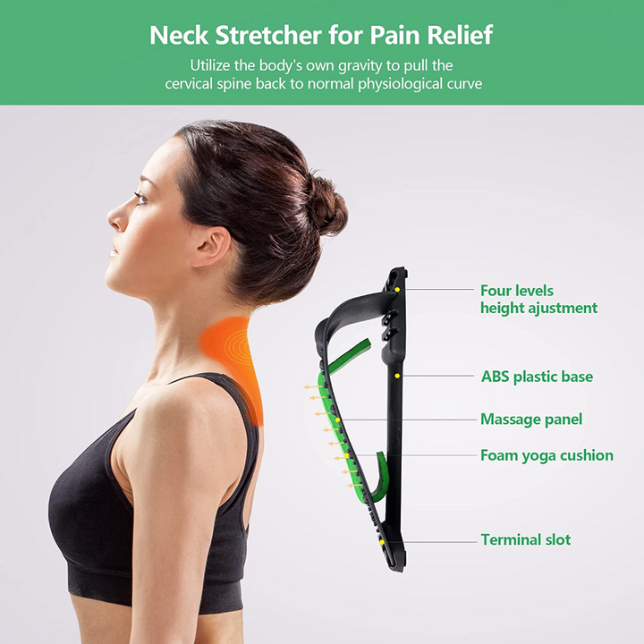 Hochwertiger 4-stufiger Nacken- und Rückenstrecker mit Magnetotherapie - Verstellbare Unterstützung für die Halswirbelsäule zur Schmerzlinderung, Massagegerät für die Lenden- und obere Rückenregion für Zuhause und Büro