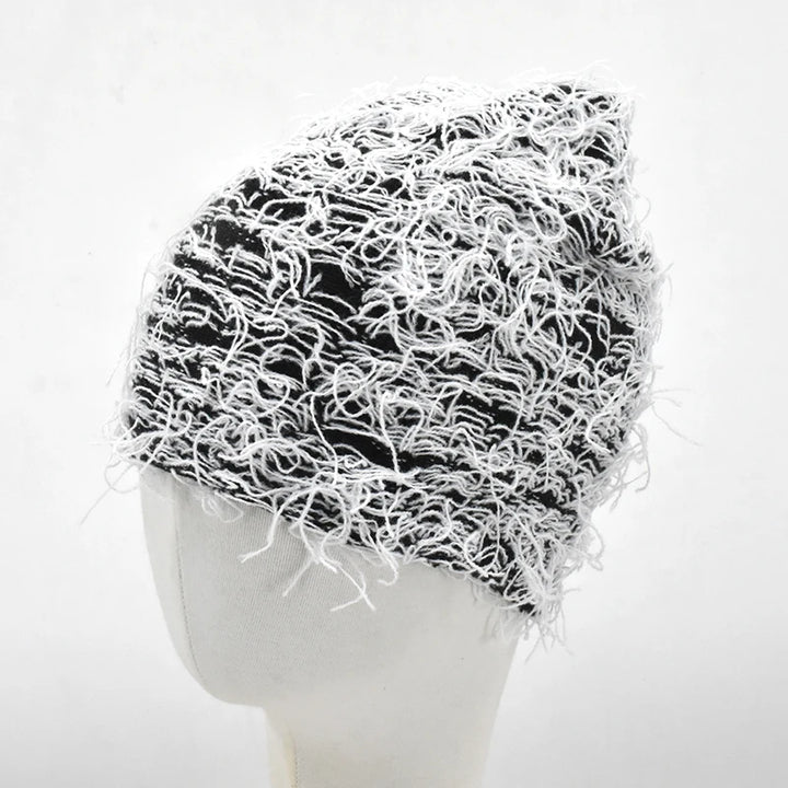 Premium Hip Hop Balaclava Beanie – Distressed Knit Ski Mask for Women, Camouflage Fuzzy Full Face Ski Hat, Outdoor Winter 