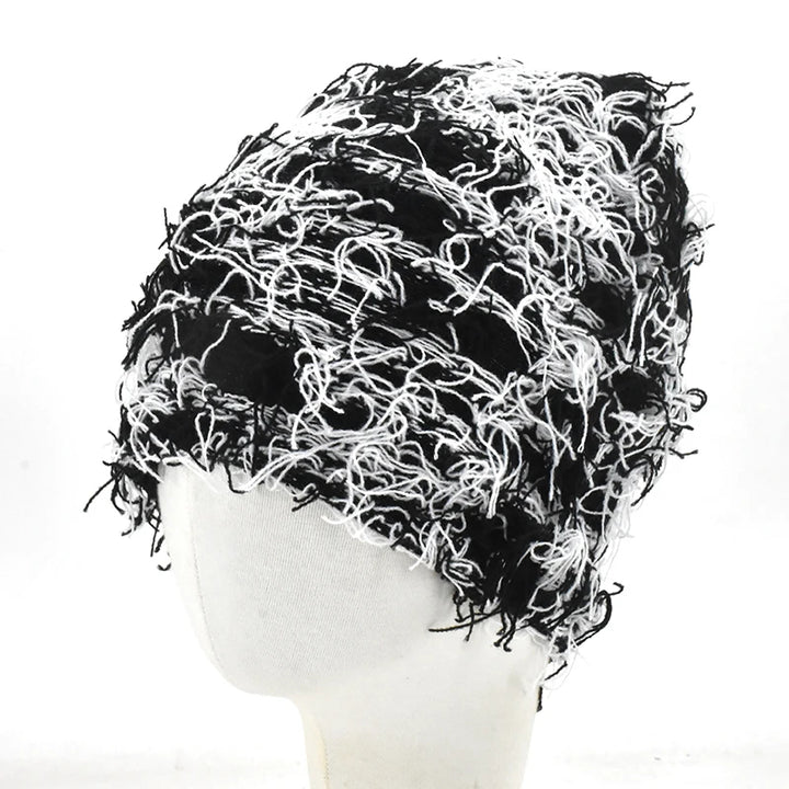 Premium Hip Hop Balaclava Beanie – Distressed Knit Ski Mask for Women, Camouflage Fuzzy Full Face Ski Hat, Outdoor Winter 