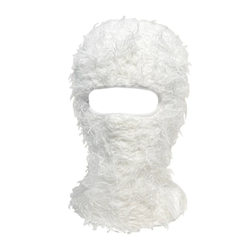 Premium Hip Hop Balaclava Beanie – Distressed Knit Ski Mask for Women, Camouflage Fuzzy Full Face Ski Hat, Outdoor Winter 