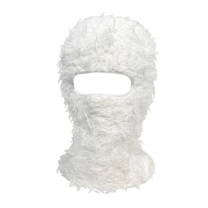 Premium Hip Hop Balaclava Beanie – Distressed Knit Ski Mask for Women, Camouflage Fuzzy Full Face Ski Hat, Outdoor Winter 