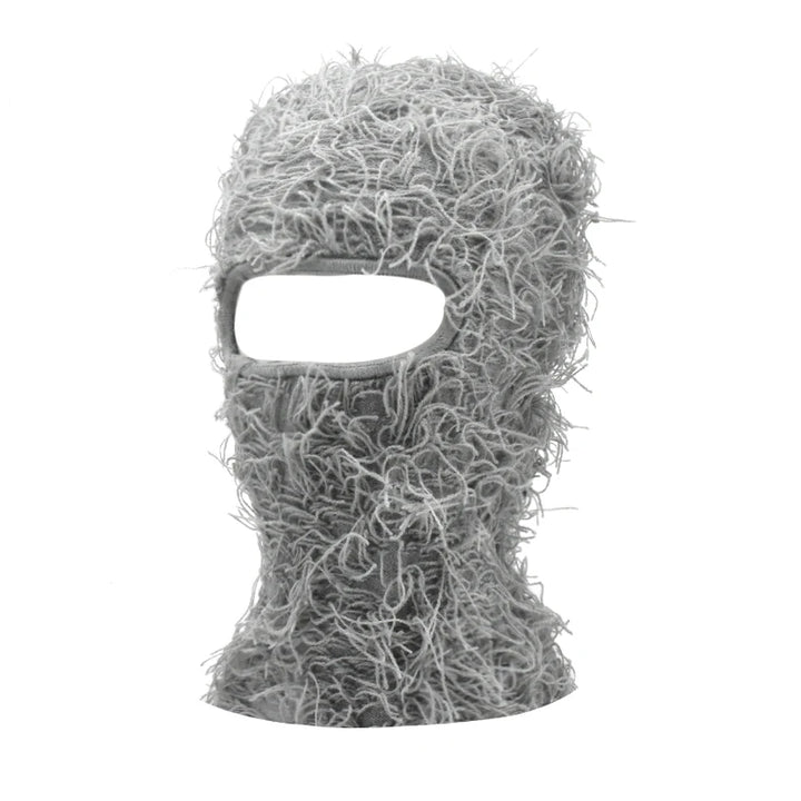 Premium Hip Hop Balaclava Beanie – Distressed Knit Ski Mask for Women, Camouflage Fuzzy Full Face Ski Hat, Outdoor Winter 