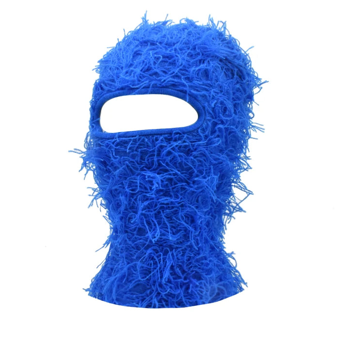 Premium Hip Hop Balaclava Beanie – Distressed Knit Ski Mask for Women, Camouflage Fuzzy Full Face Ski Hat, Outdoor Winter 
