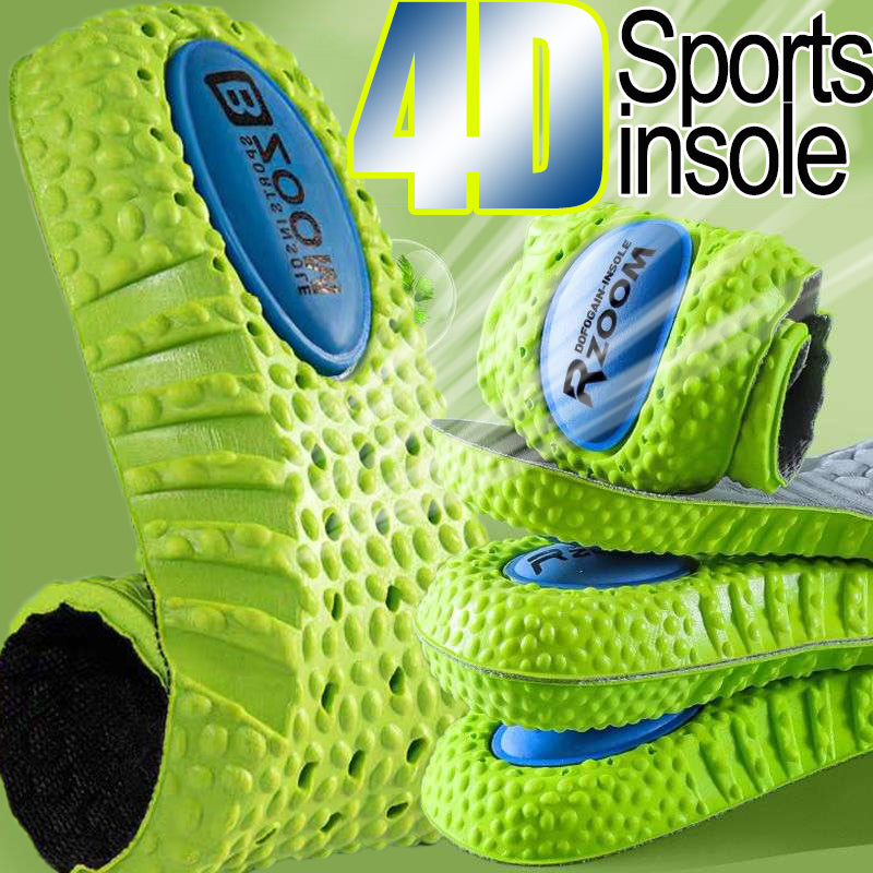 Premium Sports Insoles - Green PU Memory Foam with Breathable Shock Absorption, Arch Support for Plantar Fasciitis, Heel Pain