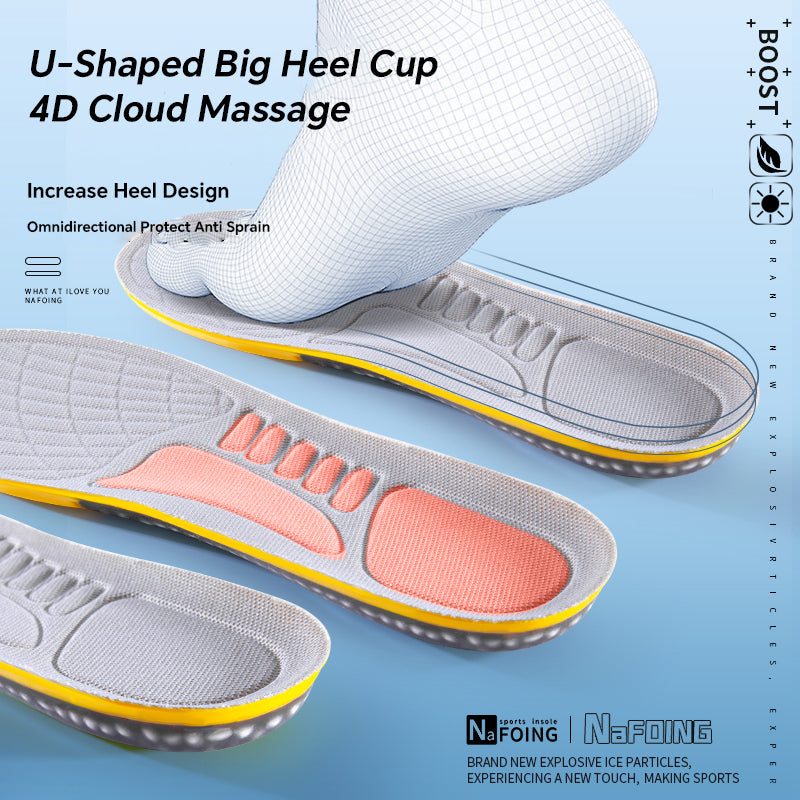 Premium Sport Insoles for Shoes - High Elasticity PU Memory Foam Air Cushion - Triple Shock Absorbing Sole Pad for Men, Women