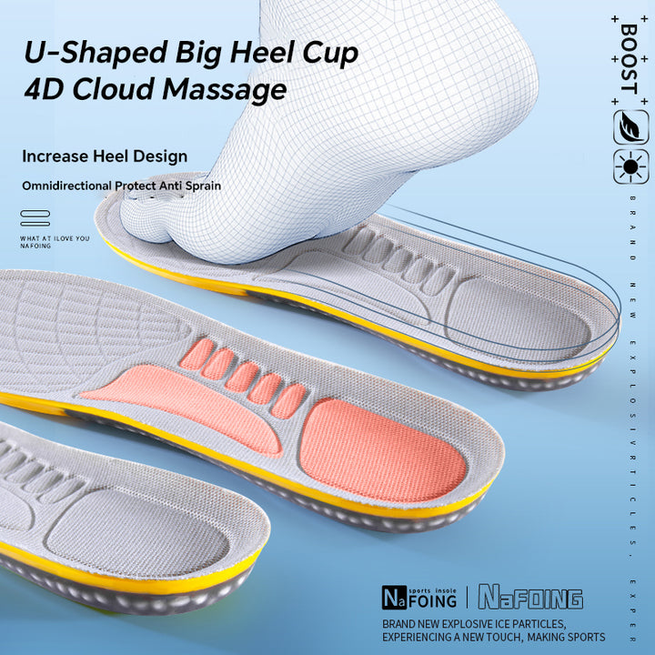 Premium Sport Insoles for Shoes - High Elasticity PU Memory Foam Air Cushion - Triple Shock Absorbing Sole Pad for Men, Women