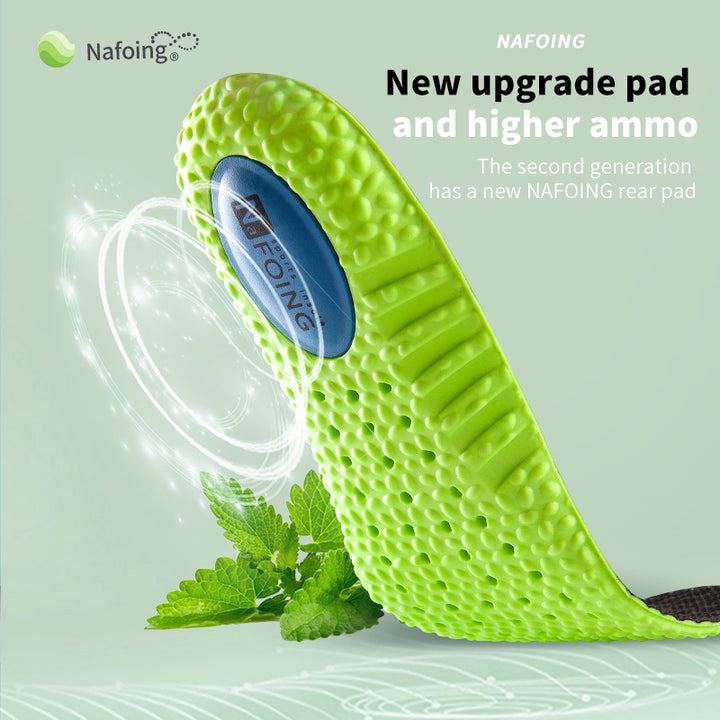 Premium Sports Insoles - Green PU Memory Foam with Breathable Shock Absorption, Arch Support for Plantar Fasciitis, Heel Pain