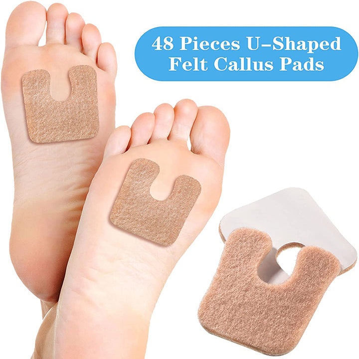 Premium 48pcs Toe Protector Pads for Bunion & Callus Relief | Friction Reduction Foot Care U-Shaped Cushions for Pain and 