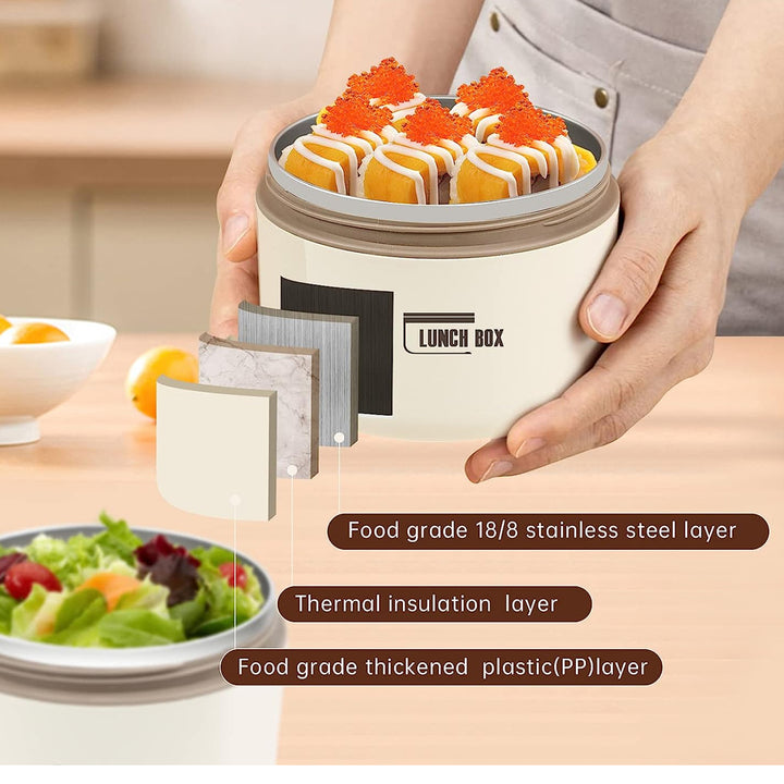 Premium Insulated Lunch Box Set – Portable Stackable Bento Box, Stainless Steel, Thermal Insulation, Keeps Food Warm or Cold,
