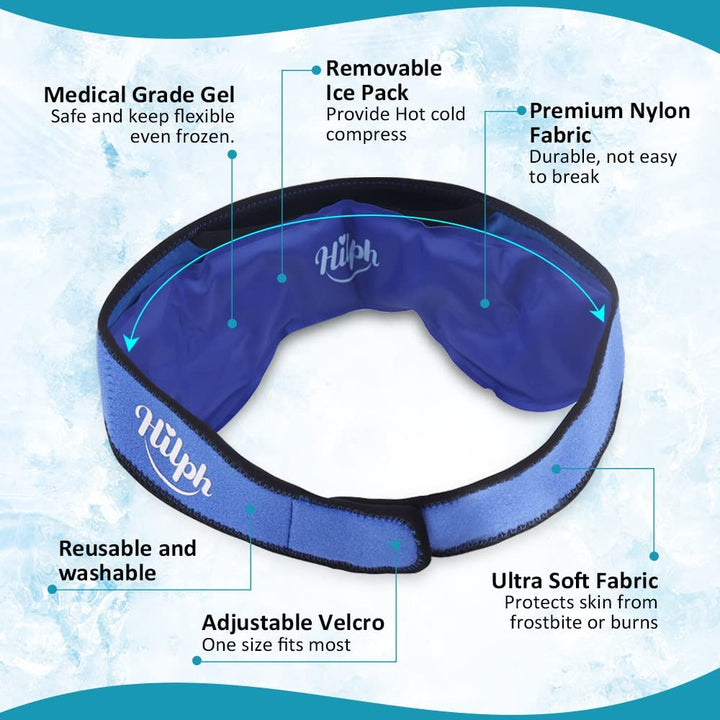 Premium Migraine Ice Head Wrap for Headache and Tension Relief – Gel Ice Pack Headband with Hot and Cold Therapy, Adjustable 