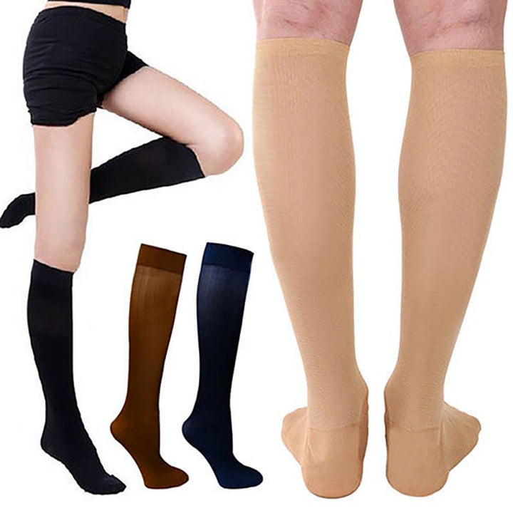 Premium Compression Socks for Men & Women – 6 Pairs, Black & Skin Color – Support for Varicose Veins, Swelling, Recovery, 