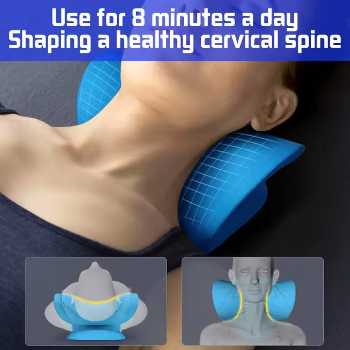 Premium Neck and Shoulder Stretcher Relaxer - Cervical Chiropractic Traction Device, Ergonomic Massage Pillow for Pain 