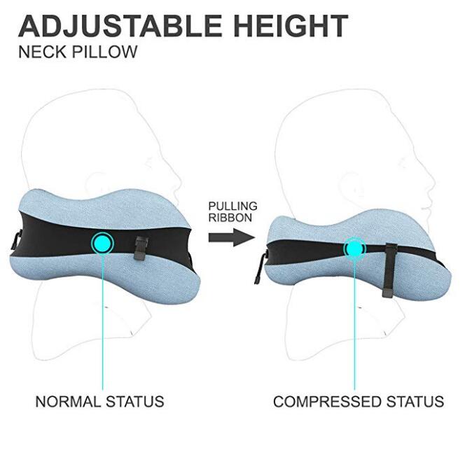 High-Quality U-Shape Memory Foam Travel Pillow with Adjustable Height, Comfortable Neck Support Pillow for Sleep, Ideal 