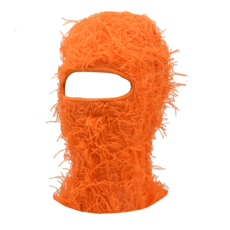 Premium Hip Hop Balaclava Beanie – Distressed Knit Ski Mask for Women, Camouflage Fuzzy Full Face Ski Hat, Outdoor Winter 