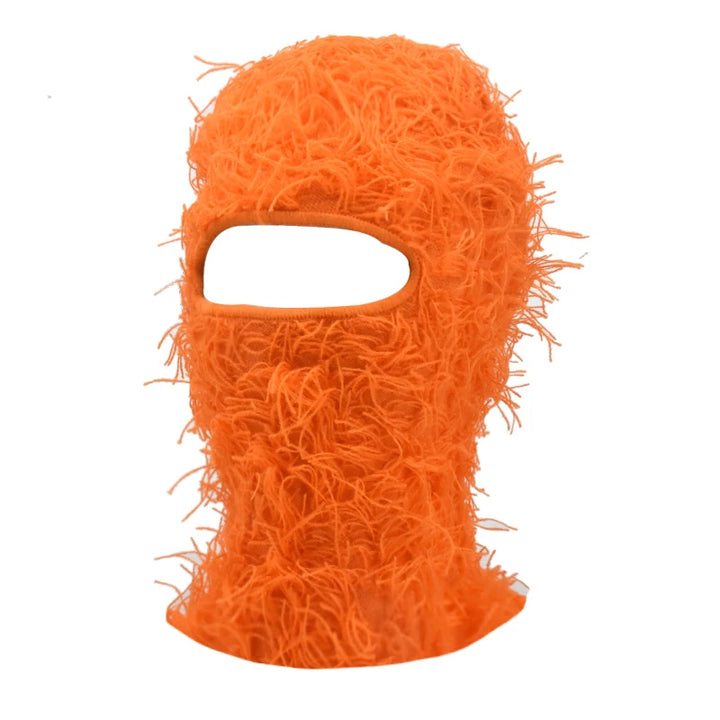 Premium Hip Hop Balaclava Beanie – Distressed Knit Ski Mask for Women, Camouflage Fuzzy Full Face Ski Hat, Outdoor Winter 