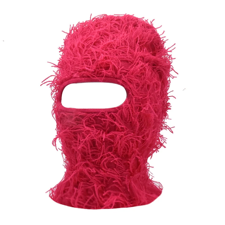 Premium Hip Hop Balaclava Beanie – Distressed Knit Ski Mask for Women, Camouflage Fuzzy Full Face Ski Hat, Outdoor Winter 