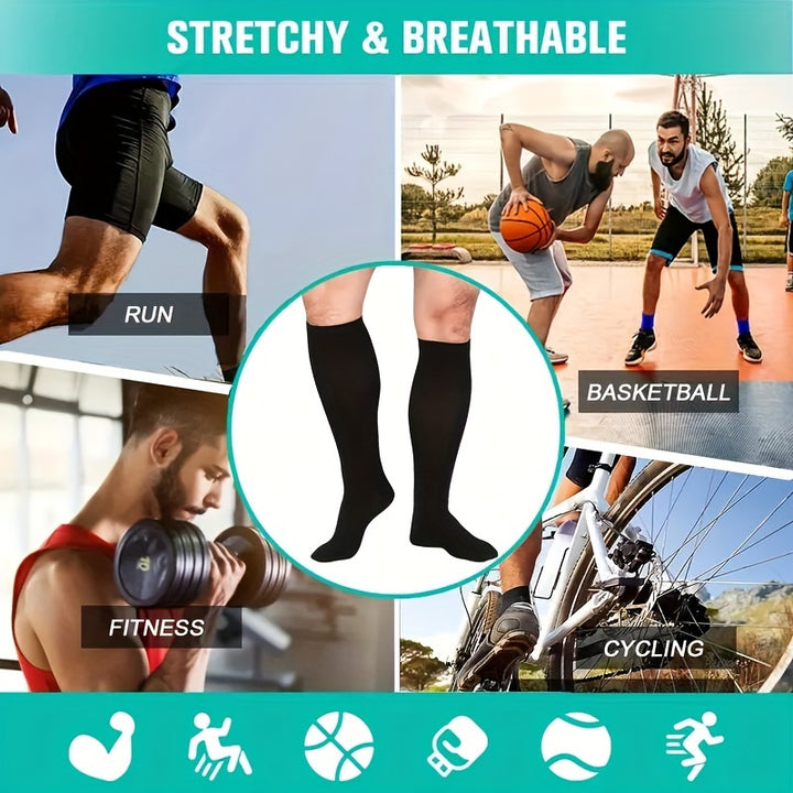 Premium Compression Socks for Men & Women – 6 Pairs, Black & Skin Color – Support for Varicose Veins, Swelling, Recovery, 