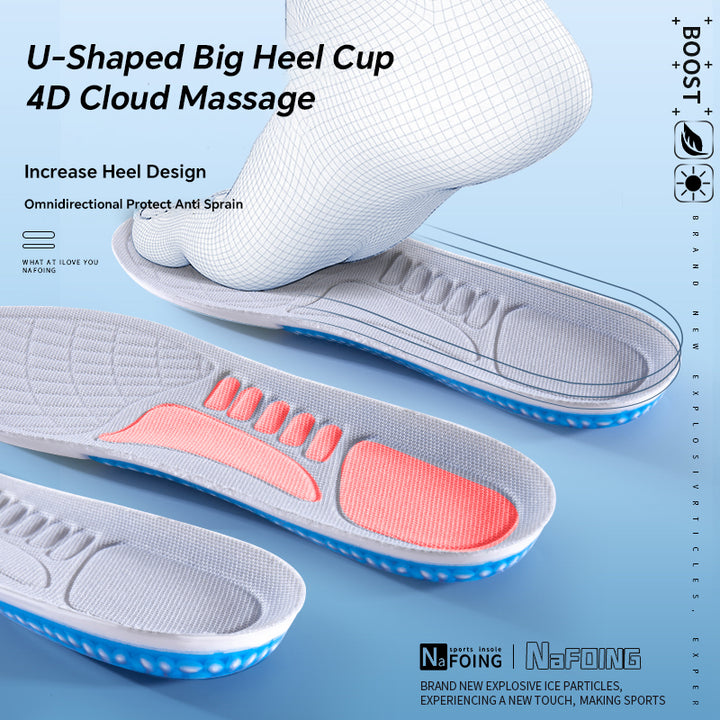 Premium Sport Insoles for Shoes - High Elasticity PU Memory Foam Air Cushion - Triple Shock Absorbing Sole Pad for Men, Women