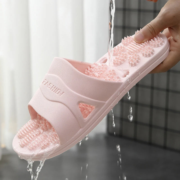 Premium Extra Große Akupunktur-Massage-Slipper – Rutschfestes Hohldesign für den Innenbereich und das Badezimmer, Bequeme Sohlenunterstützung für Männer und Frauen, Ideal für Entspannung und Fußtherapie