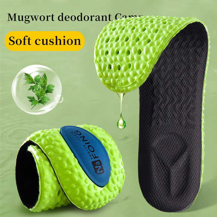 Premium Sports Insoles - Green PU Memory Foam with Breathable Shock Absorption, Arch Support for Plantar Fasciitis, Heel Pain