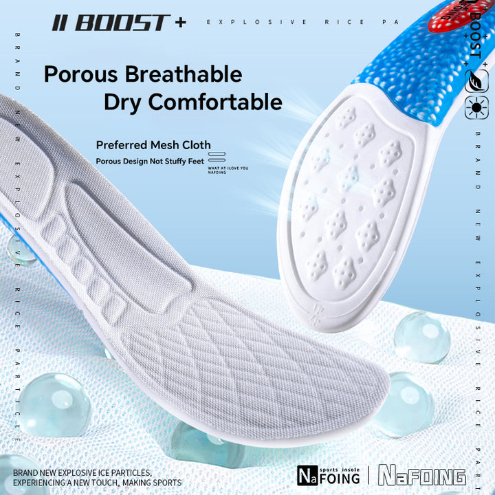 Premium Sport Insoles for Shoes - High Elasticity PU Memory Foam Air Cushion - Triple Shock Absorbing Sole Pad for Men, Women
