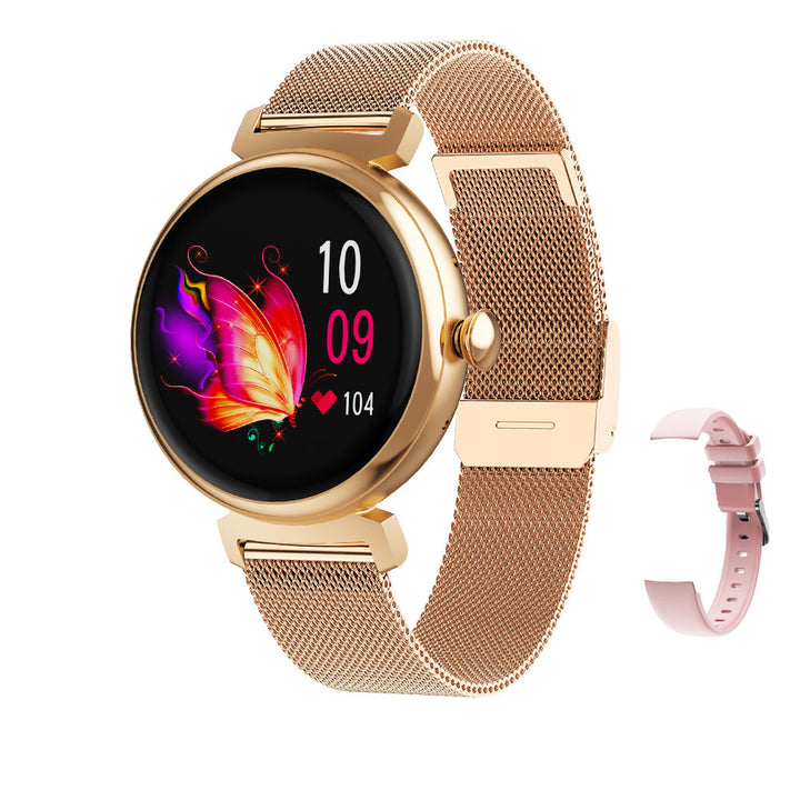 Premium Fashion Smartwatch für Frauen, 1.04" AMOLED-Display, Bluetooth-Anruf, Metallgehäuse, IP68 wasserdicht, Herzfrequenz, Musiksteuerung, Schlaf- und Fitness-Tracking, mehrere Sportmodi