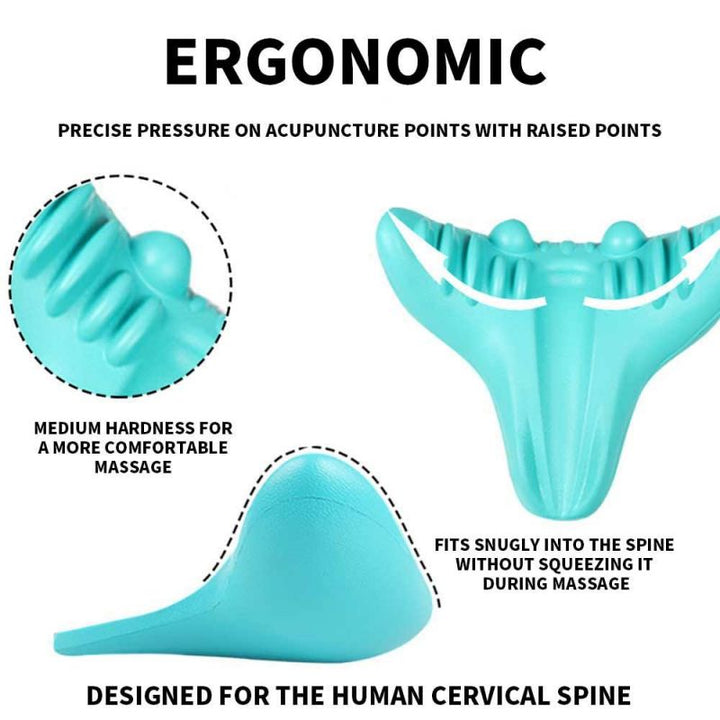Premium Neck and Shoulder Stretcher Relaxer - Cervical Chiropractic Traction Device, Ergonomic Massage Pillow for Pain 