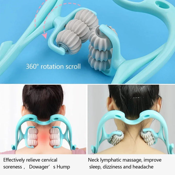 Premium Handheld Neck Massager – Trigger Point Roller for Deep Tissue Pain Relief, Adjustable 360° Massage Balls for Neck,