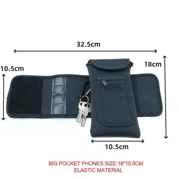 Premium Gym Magnetic Phone Bag – Anti-Slip Sleeve Pouch for 18-40 oz Water Bottle with Pockets for Keys, Cards, Headphones