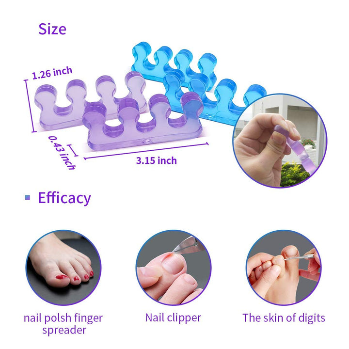 Premium Silikonzehenseparator (2 Stück) - Flexible Gelzehenabstandshalter für Nagellack & Pediküre - Weich, bequem und ideal für Hallux Valgus & Hammerzehen - 5 Farben verfügbar, Einheitsgröße passt den meisten