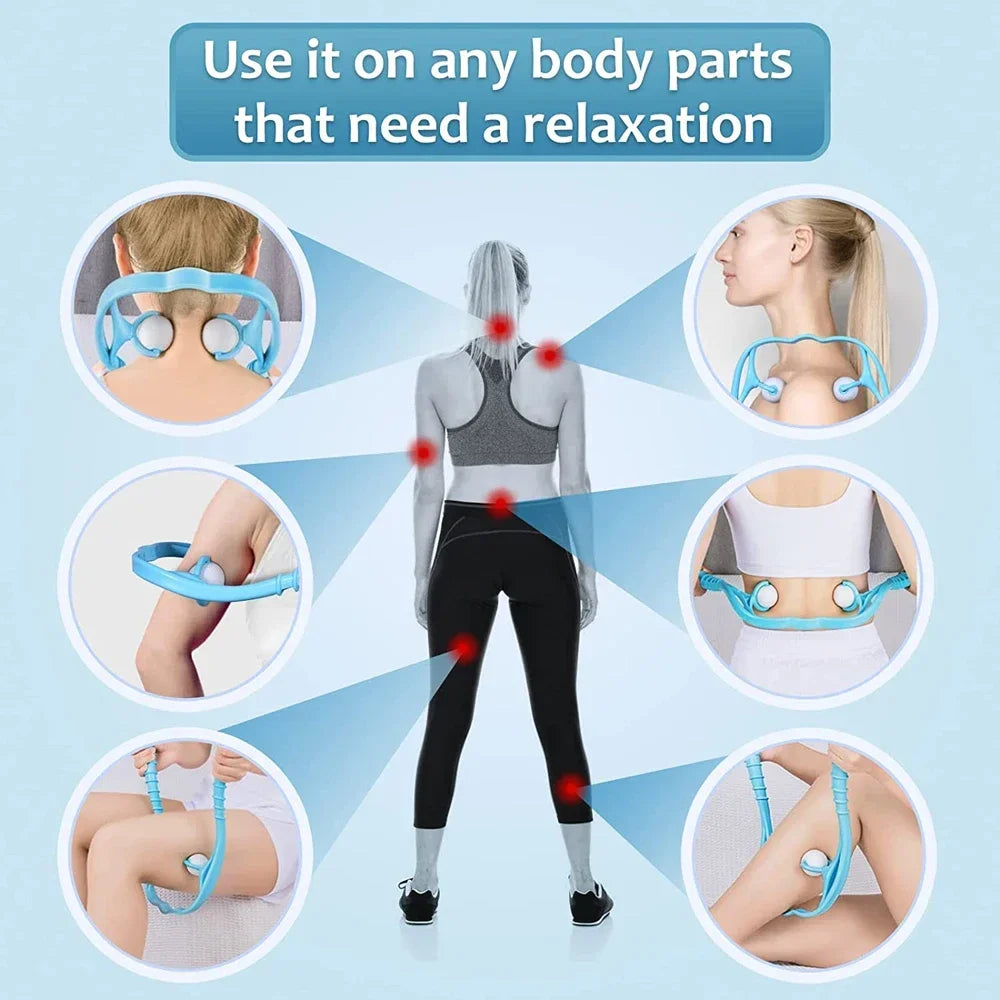 Premium Handheld Neck Massager – Trigger Point Roller for Deep Tissue Pain Relief, Adjustable 360° Massage Balls for Neck,